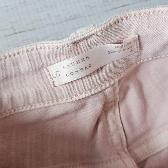 LC Lauren Conrad  High Rise Skinny Ankle Pink Jeans with frayed hem sz 6 - Picture 6 of 6